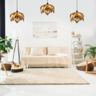 Luminária Lustre Pendente Madeira Natural Teto Sala Quarto Co