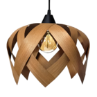 Luminária Lustre Pendente Madeira Natural Teto Sala Quarto Co