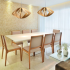 Luminária Lustre Pendente Madeira Natural Teto Sala Quarto Co