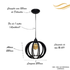 Luminária Lustre Pendente Madeira Teto Sala Quarto Cozinha Ba