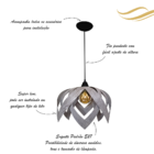 Luminária Lustre Pendente Madeira Teto Sala Quarto Cozinha Lú