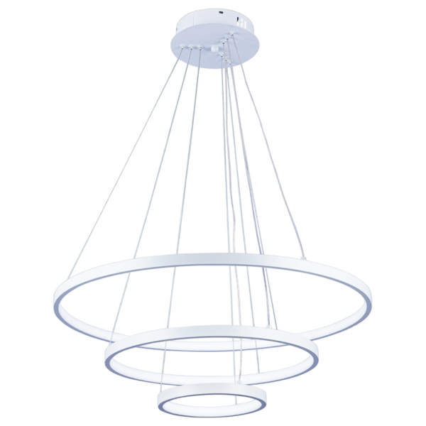 Luminária Lustre Pendente Ring Arco 3 Anéis 20 40 E 60cm Led