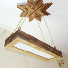 Luminária Lustre Pendente Rústico Madeira Led Lustre 40w