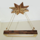 Luminária Lustre Pendente Rústico Madeira Led Lustre 40w