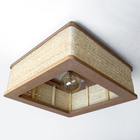 Luminária Lustre Pendente Rústico Retro Madeira Sisal 45cm