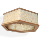 Luminária Lustre Pendente Rústico Retro Madeira Sisal 45cm