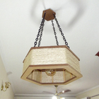 Luminária Lustre Pendente Rústico Retro Madeira Sisal 45cm