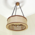 Luminária Lustre Pendente Rústico Retro Madeira Sisal 60cm