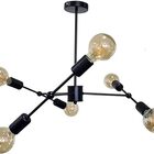 Luminária Lustre Pendente Sputnik Preto Para 6 Lâmpadas