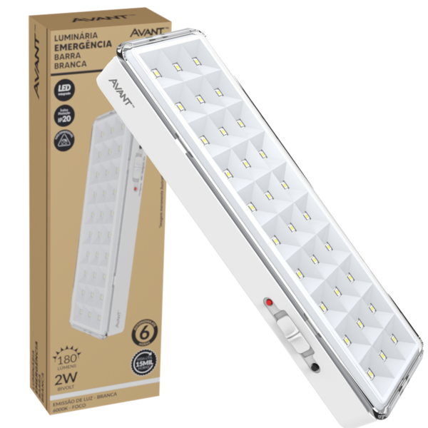 Luminaria Luz De Emergencia Barra 2w 6000k 30 Leds Bivolt