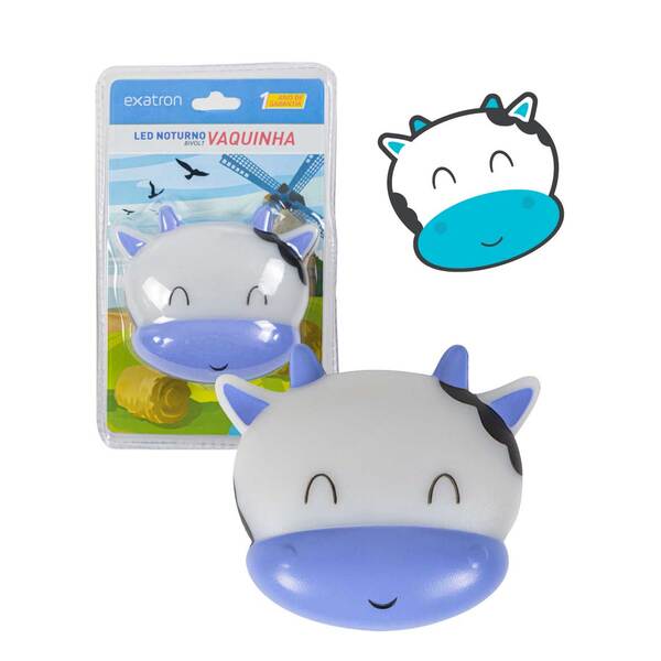 Luminária Luz Noturna Vaquinha Infantil Abajur Parede Exatron