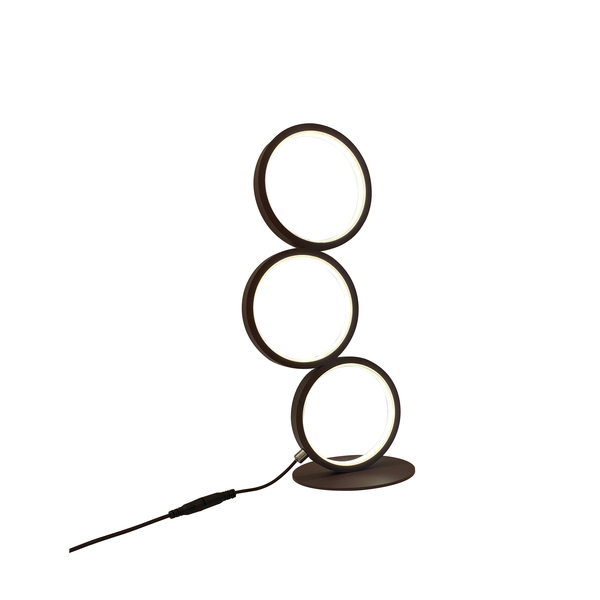 Luminária Mesa Abajur Led 10w Quarto 3 Anéis Minimalista Coff