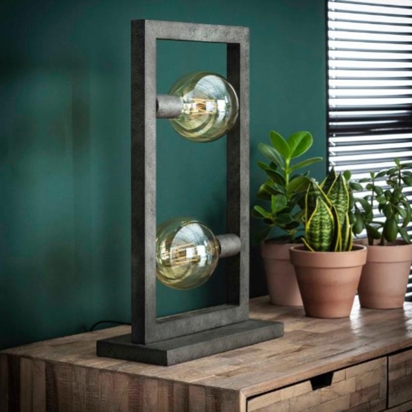 Luminária Mesa Linear Industrial Metálica P/ 2 Lâmpadas Chumb