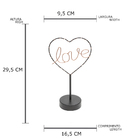 Luminária Mesa Metal Love Heart C/led Preto 16.5x9.5x29.5cm