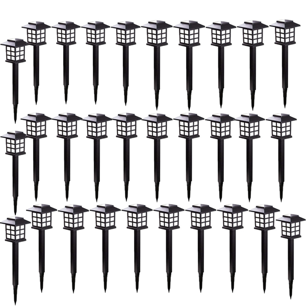 Luminaria Oriental Solar Kit 30 Und Spot Espeto Luz Jardim Il