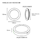 Luminária Painel LED de Embutir ou Sobrepor 6W Luz Branca Inspire