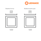 Luminária Painel Led Embutir 18ww Bivolt 3000k Luz Amarela