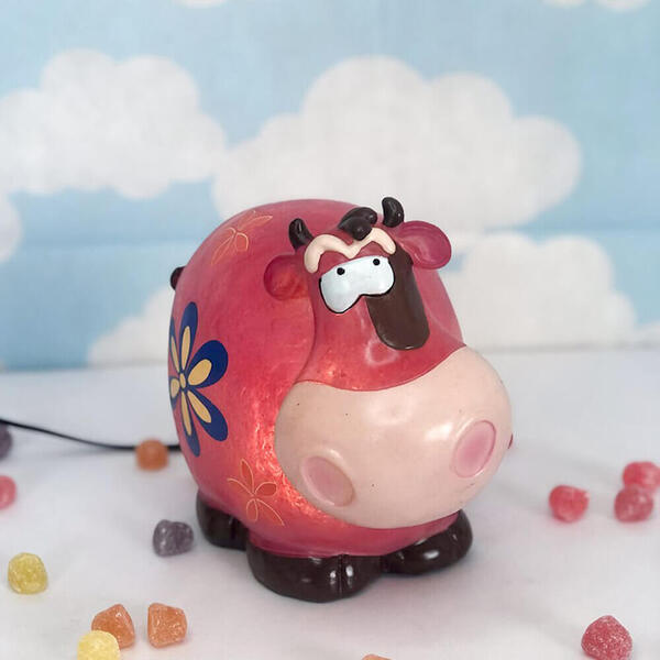 Luminária Para Decoração Quarto Infantil Led Vaquinha Rosa 22