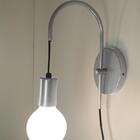 Luminária Parede Arandela Abajur Interruptor Moderno Prata