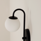 Luminária Parede Jabuticaba Interruptor Globo Vidro Preto