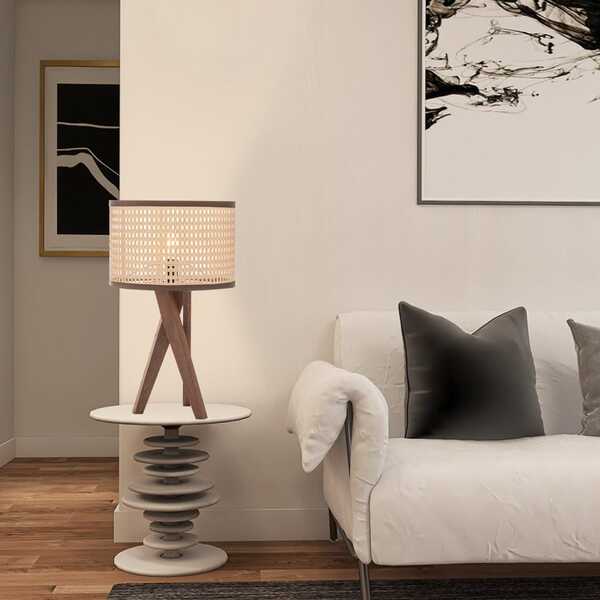 Luminaria Paris De Mesa Cúpula Em Palha Vazada