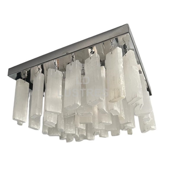 Luminária Pedras Selenitas Naturais Energia Para Sala Quarto