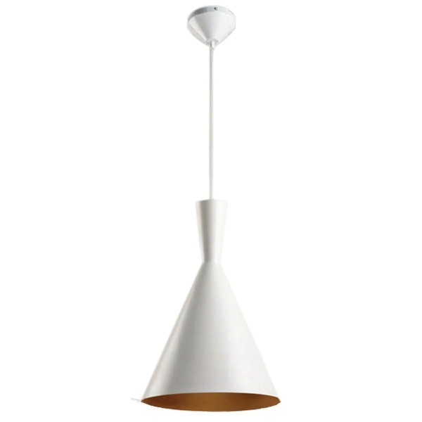 Luminária Pendente Alumínio 1xe27 Branco E Dourado 30x45cm