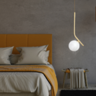 Luminária Pendente Angular Bola De Vidro Dourado Fosco Spotli