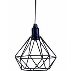 Luminária Pendente Aramado Diamante Duplo Preto