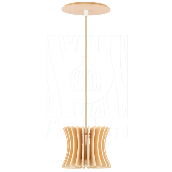 Luminária Pendente Arcum G Madeira E27 Pessego Moderno