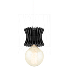 Luminária Pendente Arcum G Madeira E27 Preto Moderno