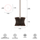 Luminária Pendente Arcum M Madeira E27 Decoração Moderno Marr