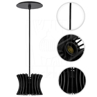 Luminária Pendente Arcum M Madeira E27 Decoração Moderno Preto