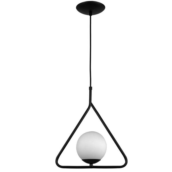Luminária Pendente Aro Triangulo Orby Preto Magnifico