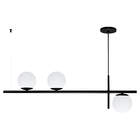 Luminária Pendente Axis Preto 3 Globos Vidro Leitosos 15cm