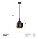 Luminária Pendente Balão - Preto Com Interior Cobre