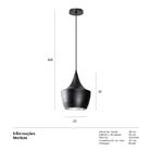 Luminária Pendente Balão - Preto Com Interior Prata