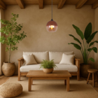 Luminária Pendente Balcão Cozinha Quarto Ball Cor Madeira E27