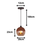 Luminária Pendente Balcão Cozinha Quarto Ball Cor Madeira E27