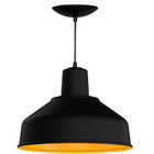 Luminaria Pendente Bedd 14" Retrô - Preto Fosco / Amarelo