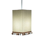 Luminária Pendente Bege Com Pompons