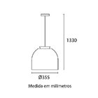 Luminária Pendente Blum Preto Dourado 1xe27 35cm