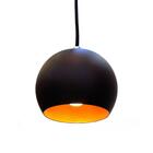 Luminária Pendente Bola Preto E Cobre Com Cabo Ajustável Para