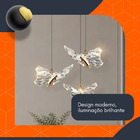 Luminária Pendente Borboleta LED Dourada Bivolt 3000K – Luz B