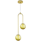 Luminária Pendente Canne Light  Dourado 2 Globos Âmbar 10cm