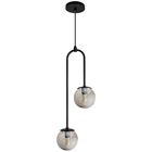 Luminária Pendente Canne Light  Preto 2 Globos Fumê 10cm