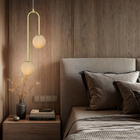 Luminária Pendente Canne Light Dourado 2 Globos Leitosos 10cm