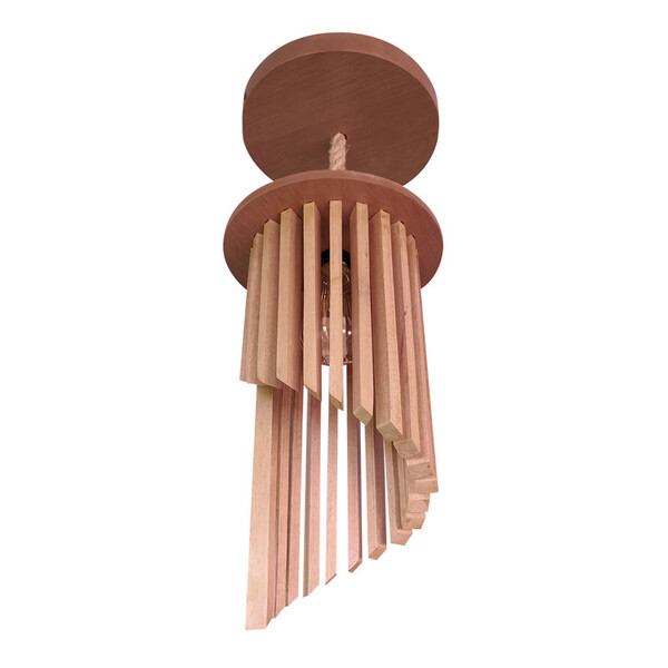 Luminária Pendente Celestial Crescente Em Madeira Nobre E27