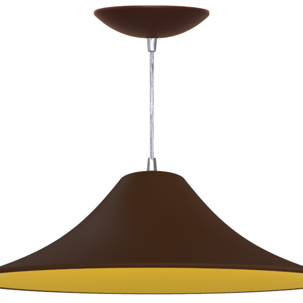 Luminaria Pendente Chapéu Chinês -  Café Tabaco / Amarelo
