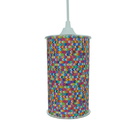 Luminária Pendente Cilíndrica Crochê Colorido